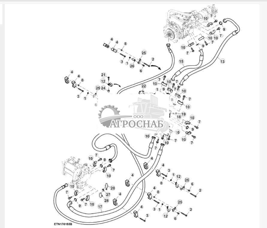 Шланги гидростатического привода, трансмиссия ProDrive™, 4WD, HillMaster™ 